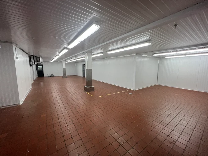 Finished cold storage room with tiled floor